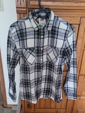 Levi's Black & White Plaid Button-Down Shirt
